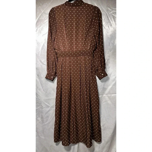 Asm Anna Polka Dot Long Sleeve‎ Maxi Dress Women M Modest Prairie Wedding Guest - Picture 4 of 9